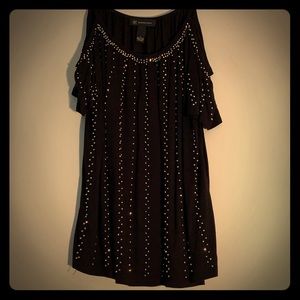 iNC black studded cold shoulder top size large